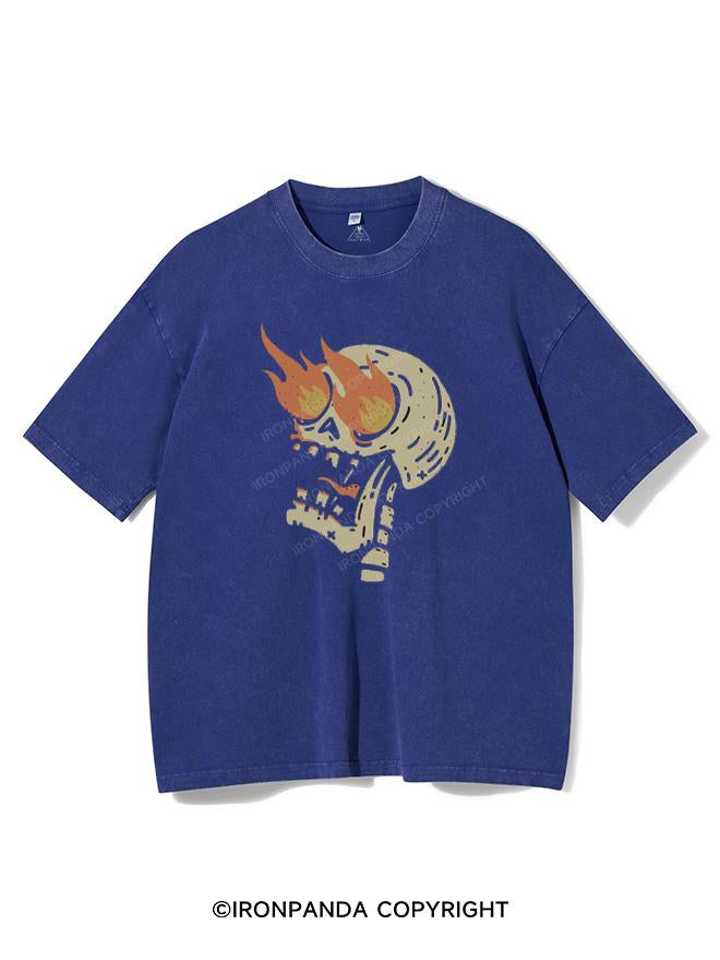 SKELETON ON FIRE VINTAGE GYM SHIRT