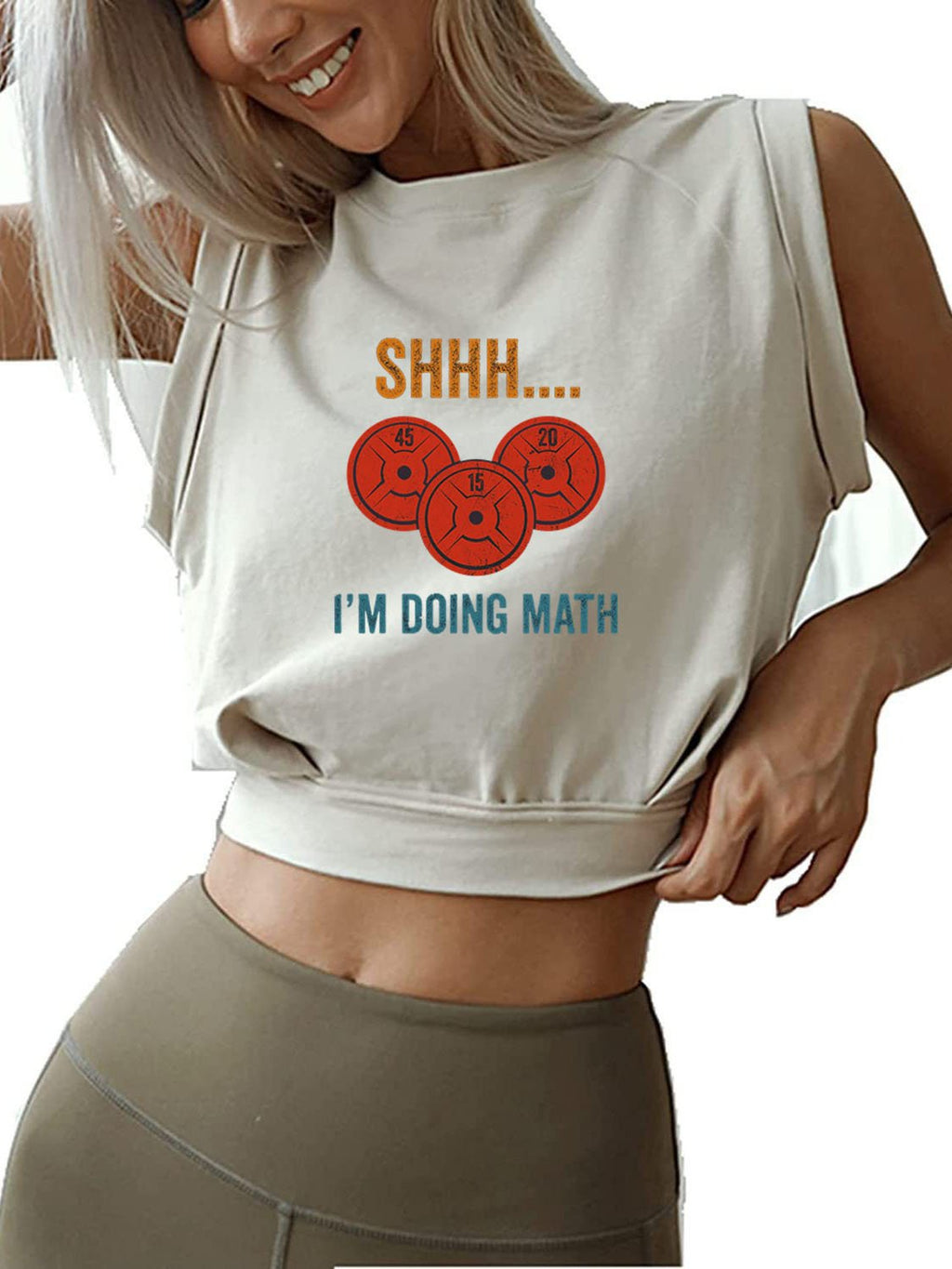 SHHHH I'M DOING MATH SLEEVELESS CROP TOPS