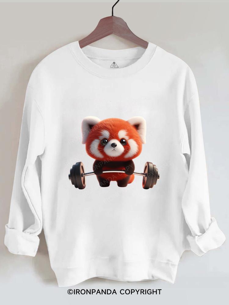 Cute panda lifting weights  Gym Sweatshirt
