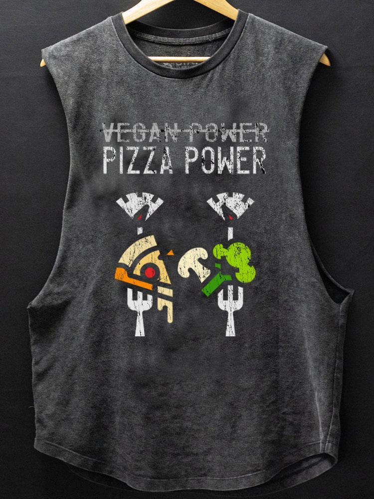 not vegan power but pizza power SCOOP BOTTOM COTTON TANK
