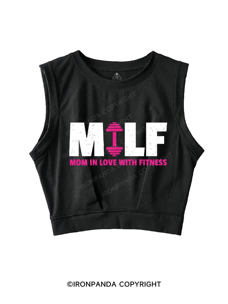 MILF MOM IN LOVE WITH FITNESS SLEEVELESS CROP TOPS