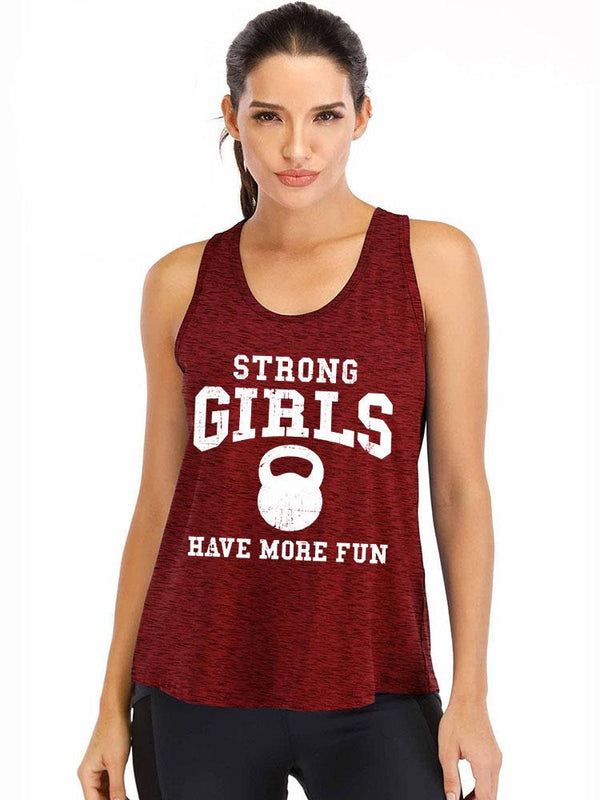 STRONG GIRLS HAVE MORE FUN Loose fit cotton  Gym Tank