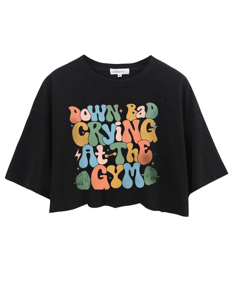 DOWN BAD CRYING AT THE GYM CROP TOPS