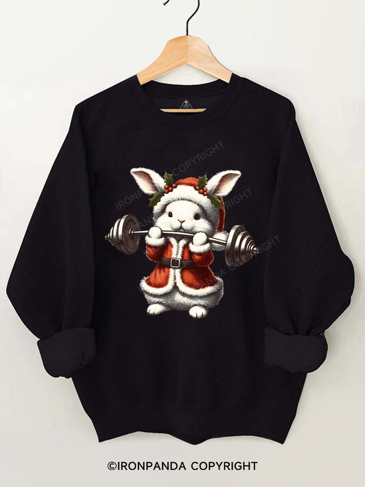 Christmas rabbit weightlifting Gym Sweatshirt