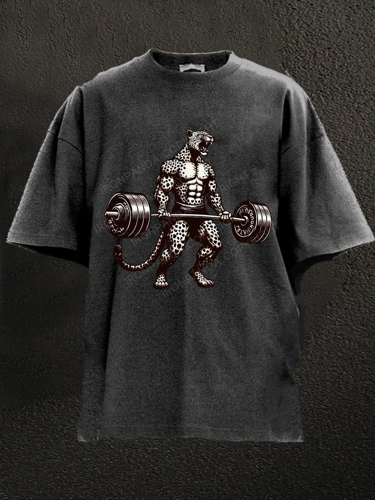 Weightlifting  leopard Washed Gym Shirt