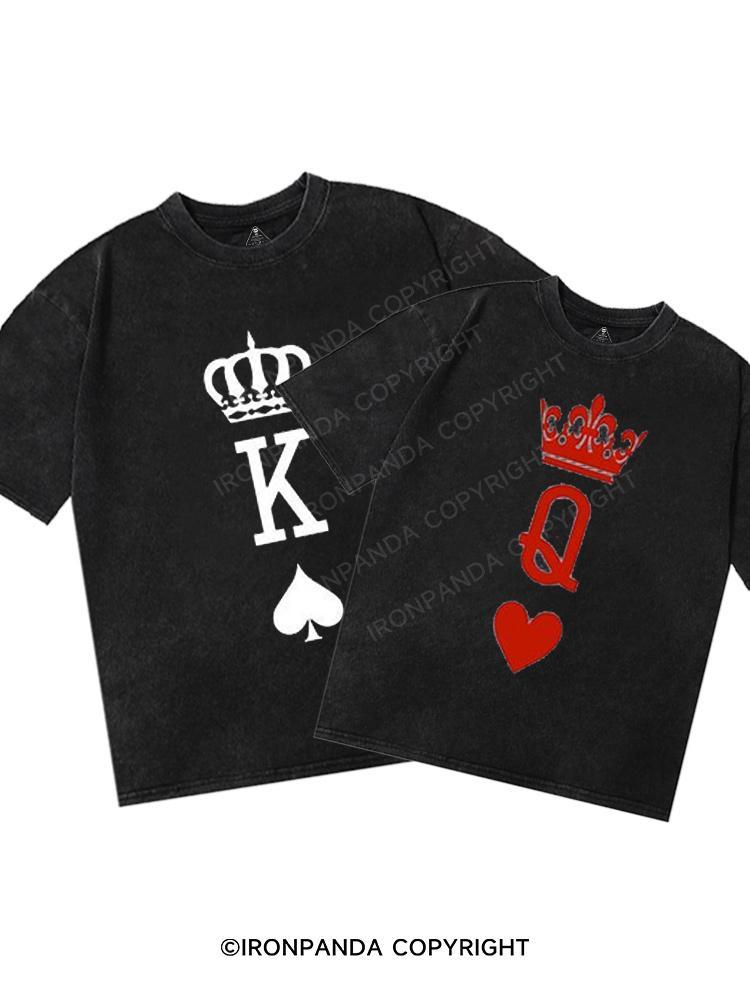 king and queen Washed Matching Couple Gym Shirt