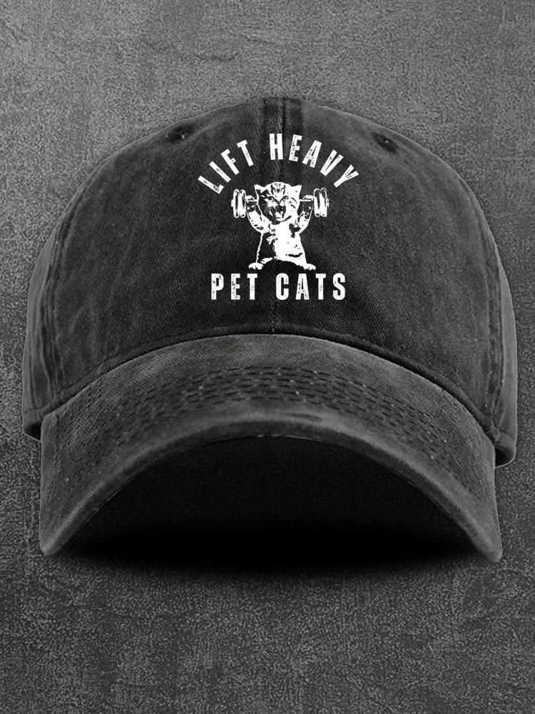 Lift Heavy Pet Cats Washed Gym Cap