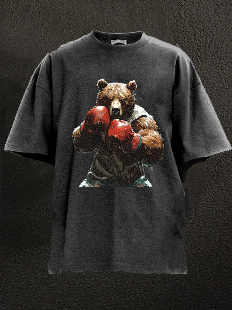 boxing bear Washed Gym Shirt