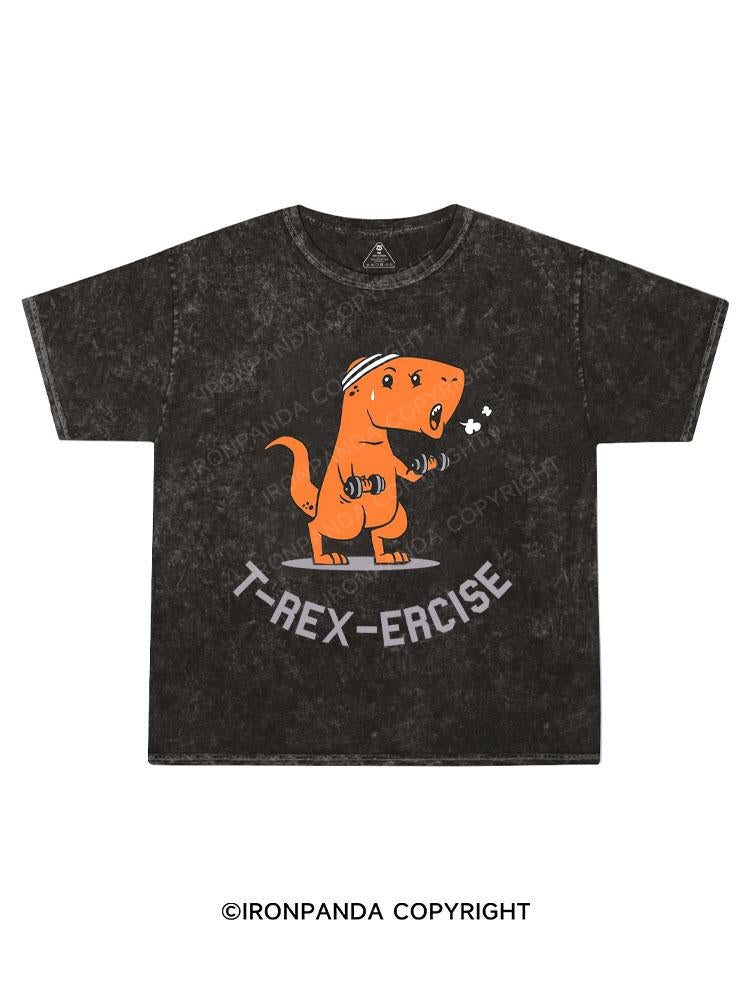 T-Rex Exercise Kids Washed T-Shirt