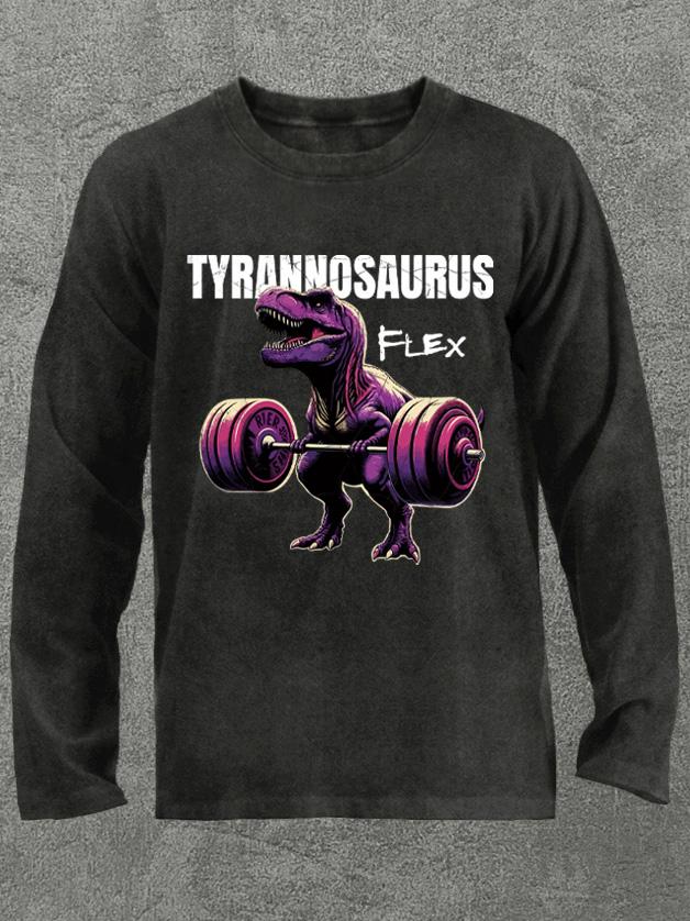 tyrannosaurus flex Washed Gym Long Sleeve Shirt