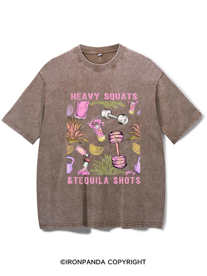 HEAVY SQUATS & TEQUILA SHOTS VINTAGE GYM SHIRT