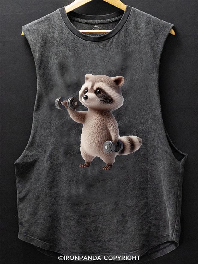 Weightlifting raccoon SCOOP BOTTOM COTTON TANK