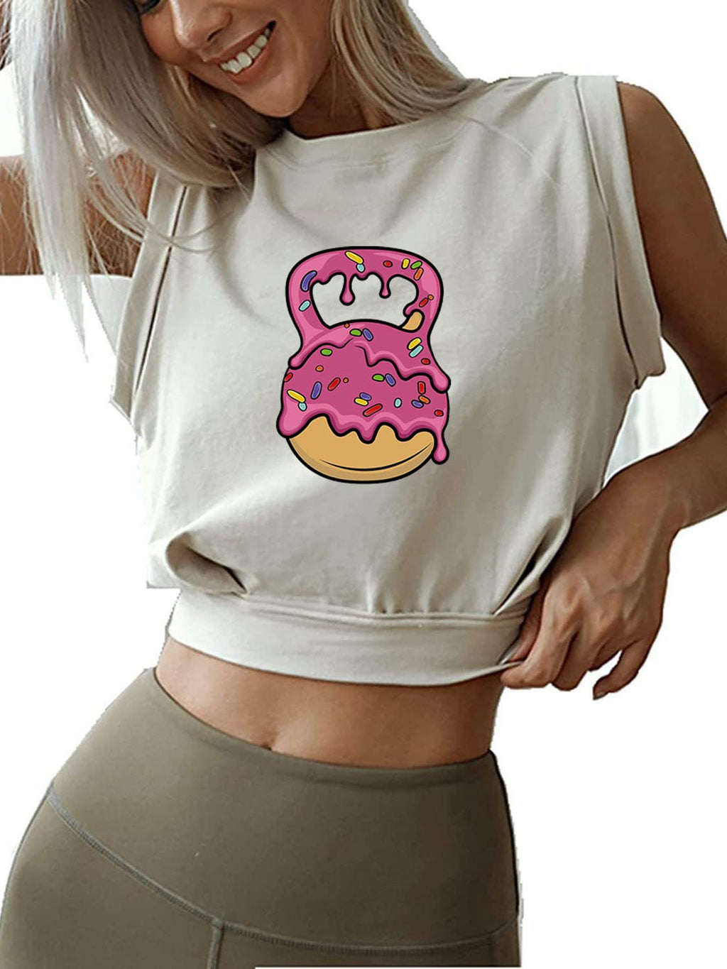 DELICIOUS DONUT KETTLEBELL SLEEVELESS CROP TOPS
