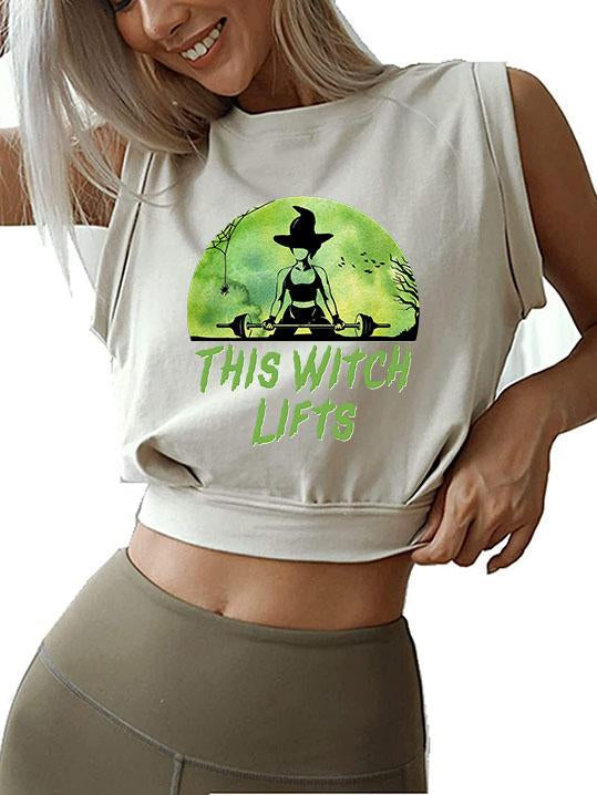 THIS WITCH LIFTS  Sleeveless Crop Tops