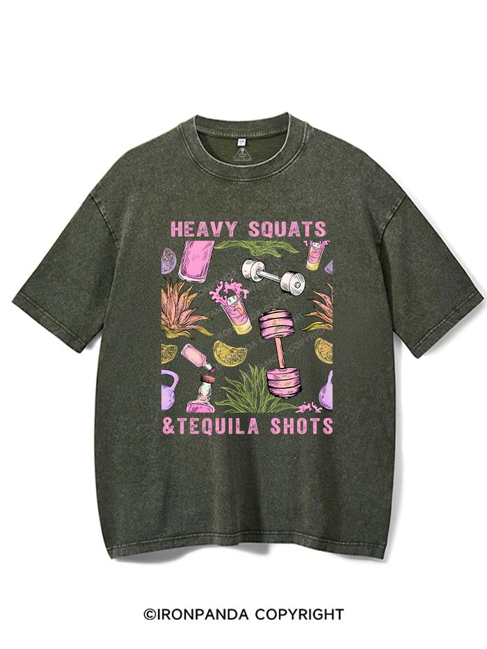 HEAVY SQUATS & TEQUILA SHOTS VINTAGE GYM SHIRT