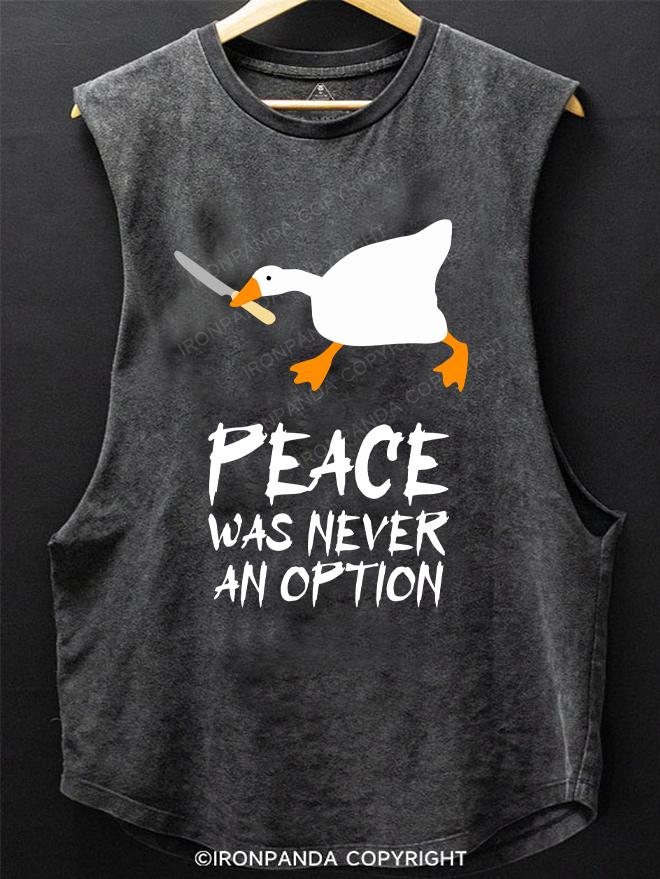 PEACE WAS NEVER AN OPTION SCOOP BOTTOM COTTON TANK