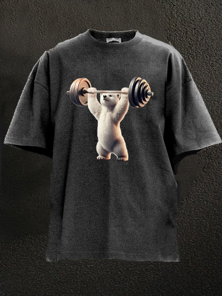 polar bear lift heavy Washed Gym Shirt