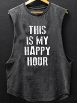 This is My Happy Hour Scoop Bottom Cotton Tank