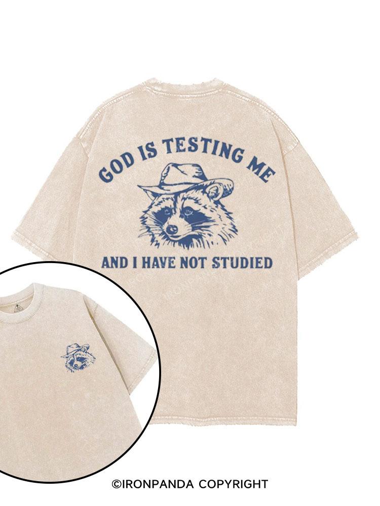 GOD IS TESTING ME AND I HAVE NOT STUDIED printed Gym Shirt