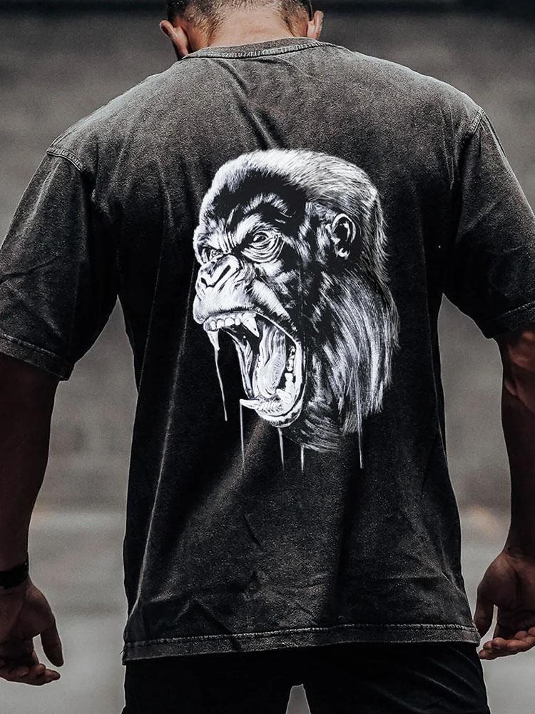 alpha back printed Washed Gym Shirt