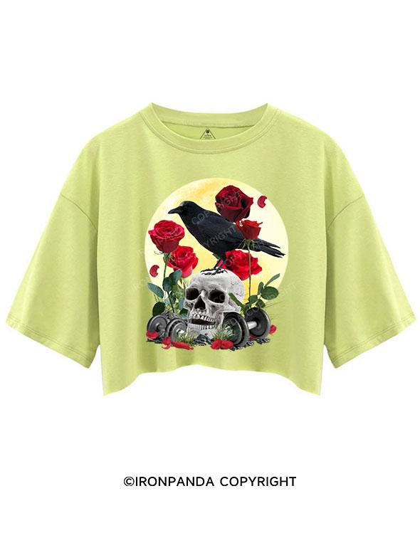CROW ROSES SKELETON CROP TOPS