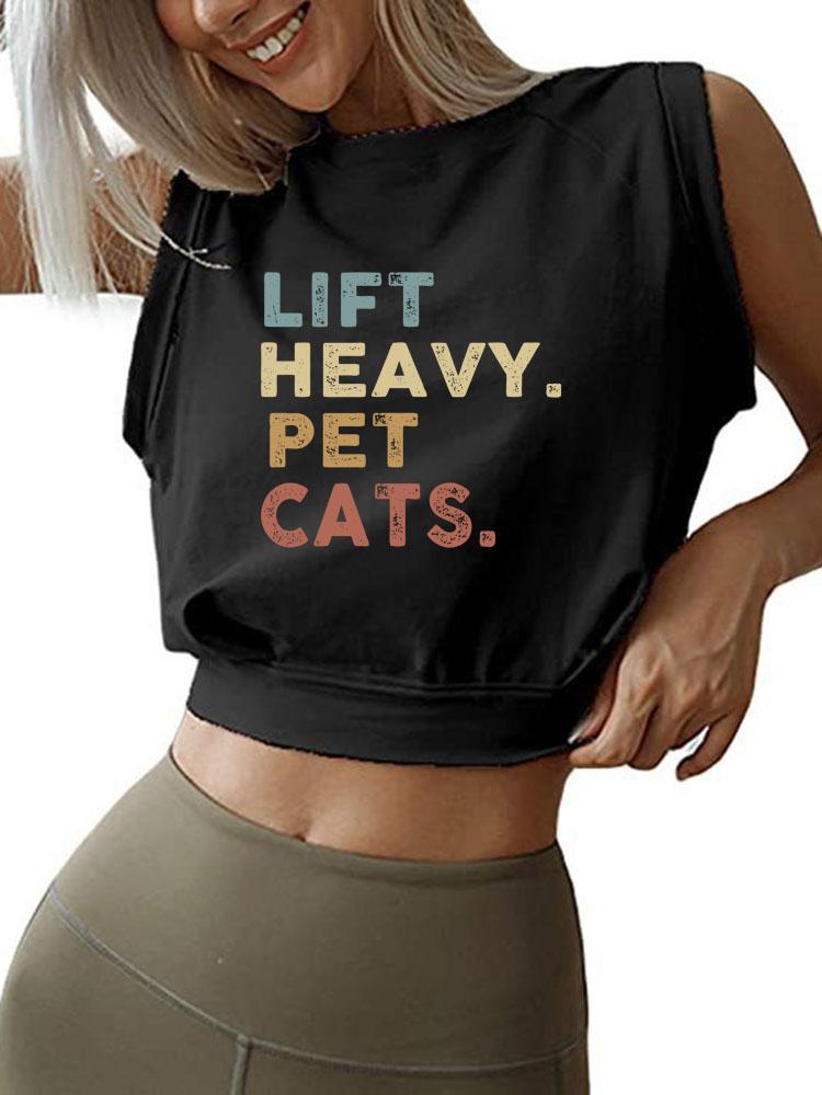 IronPandafit COLORFUL LIFT HEAVY PET CATS SLEEVELESS CROP TOPS For Sale