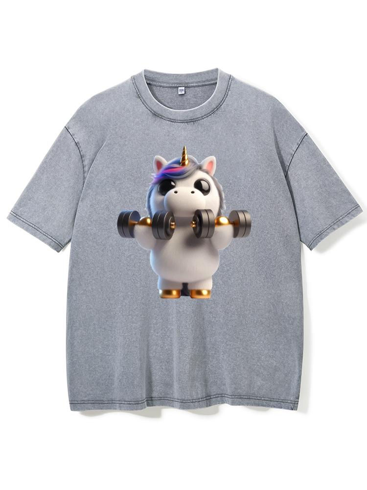 Unicorn Weightlifting Washed Gym Shirt