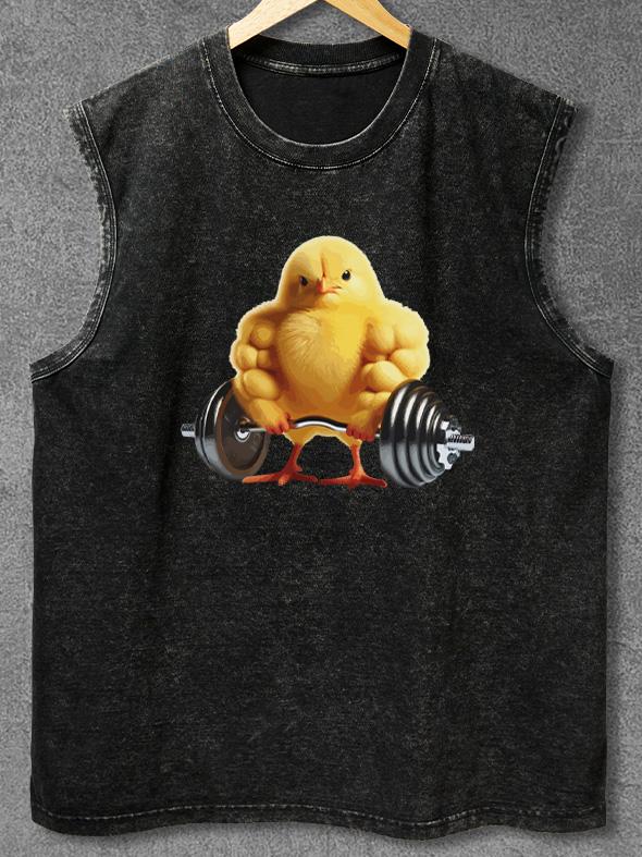 BODYBUILDER CHICK LIFT HEAVY Washed Gym Tank
