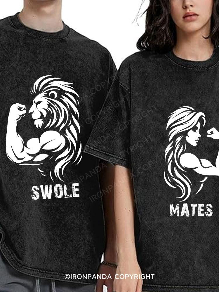 Swole Mates Washed Matching Couple Gym Shirt