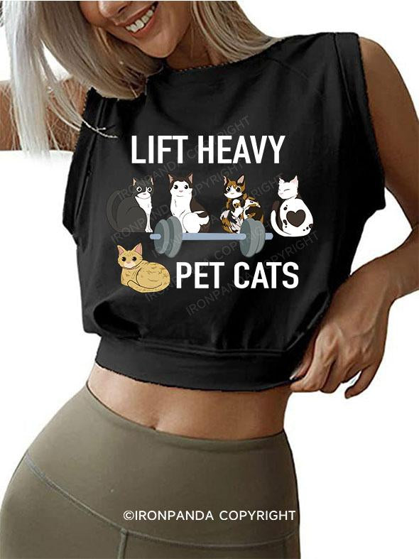 LIFT HEAVY PET CATS SLEEVELESS CROP TOPS