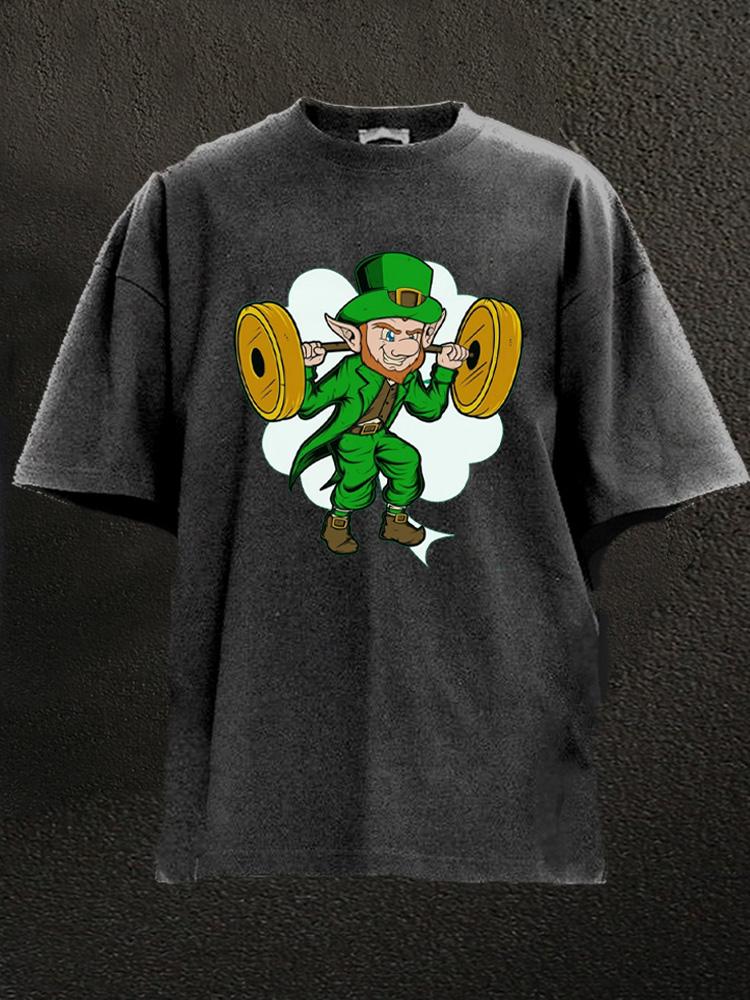 Weightlifter Leprechaun Washed Gym Shirt