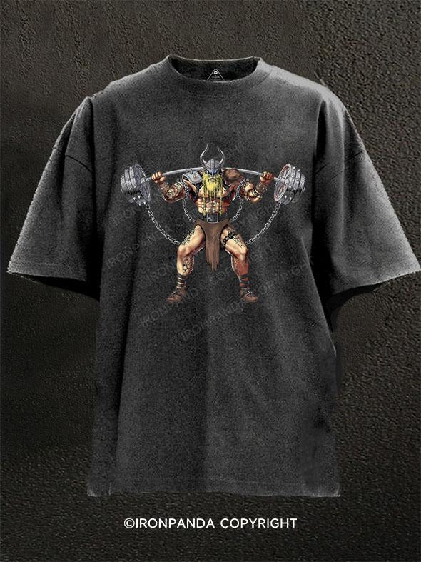 Viking Warrior Bodybuilding Washed Gym Shirt