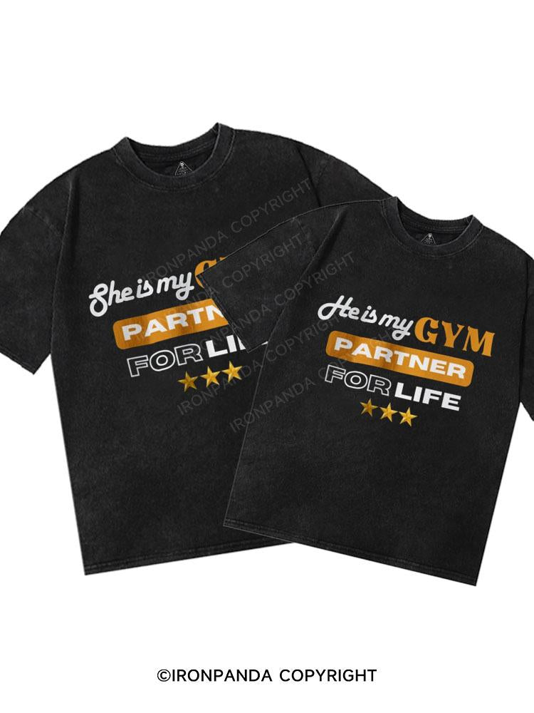S/He is my gym partner Washed Matching Couple Gym Shirt