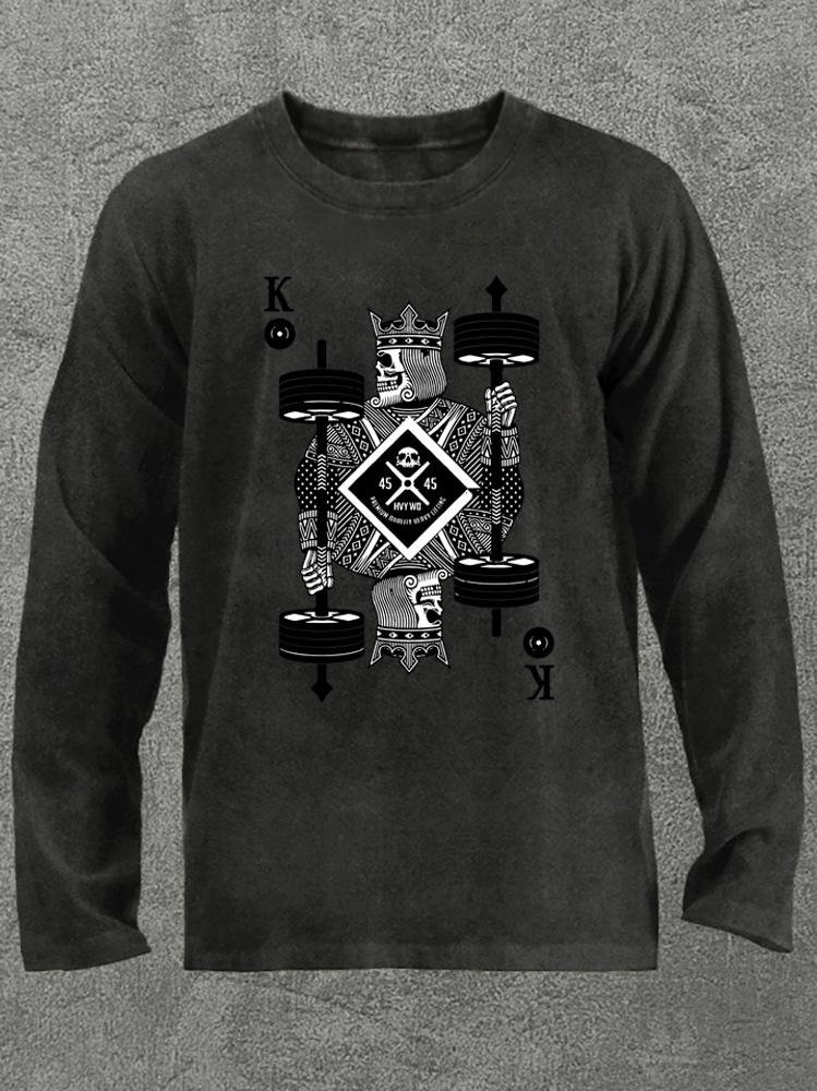 king of heavy Washed Gym Long Sleeve Shirt