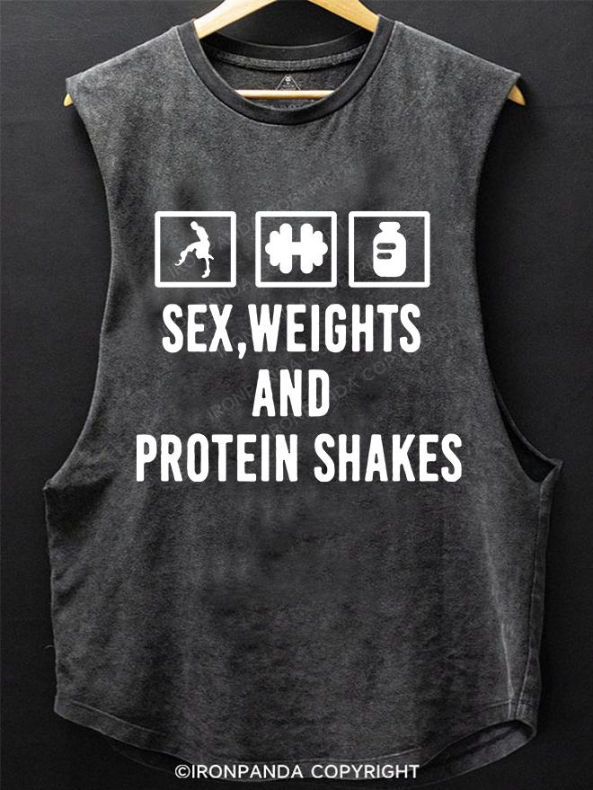 SEX WEIGHTS & PROTEIN SHAKES SCOOP BOTTOM COTTON TANK