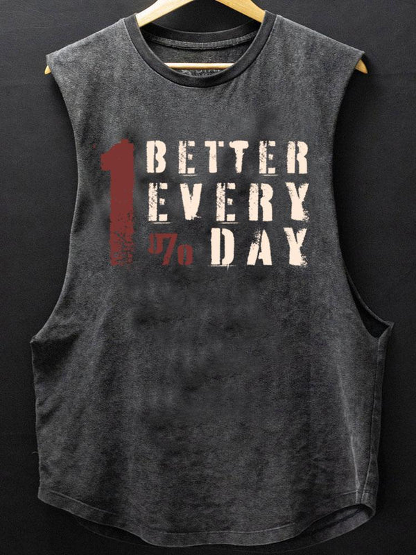 1% better every day SCOOP BOTTOM COTTON TANK