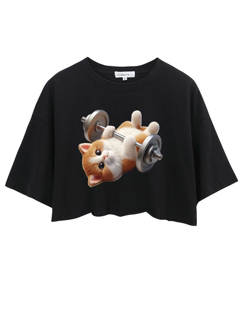 BENCH PRESS CAT CROP TOPS