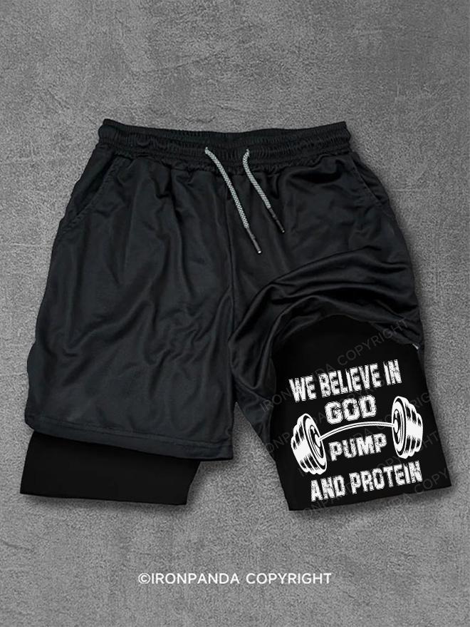 We Believe In God Pump And Protein Performance Training Shorts
