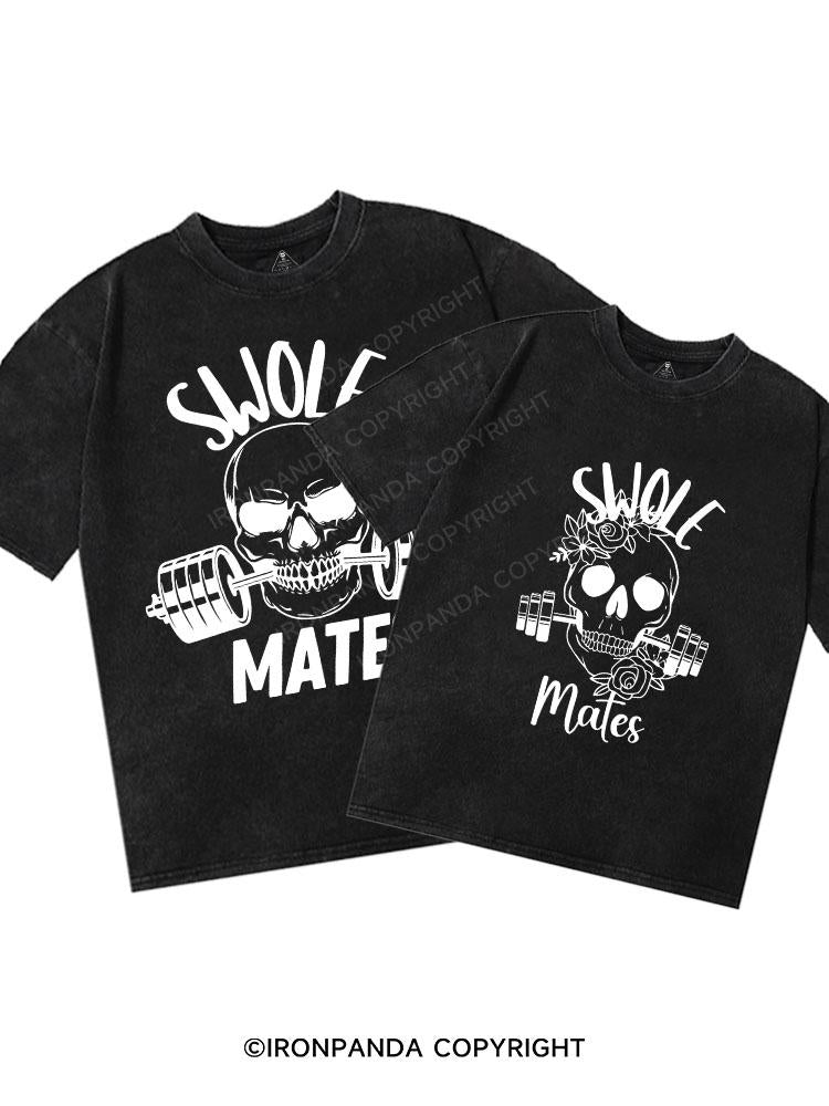 SWOLE & MATES Washed Matching Couple Gym Shirt
