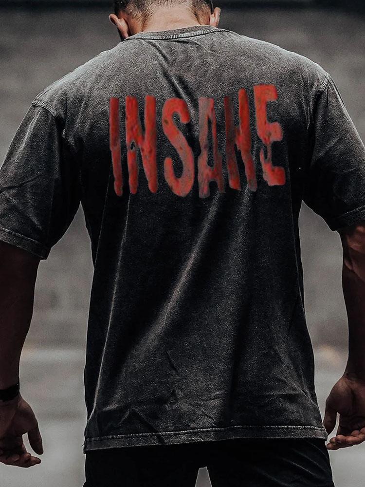 insane back printed Washed Gym Shirt