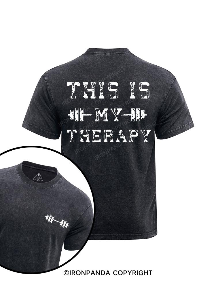 this is my therapy printed Washed Gym Shirt