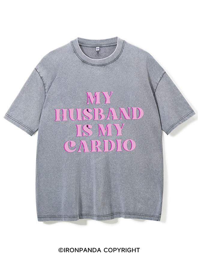 PINK MY HUSBAND IS MY CARDIO  VINTAGE GYM SHIRT