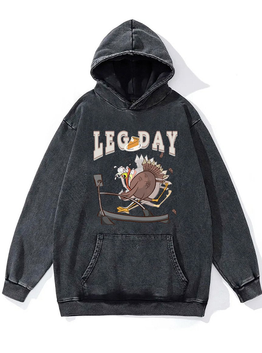 running turkey leg day Thanksgiving Washed Gym Hoodie