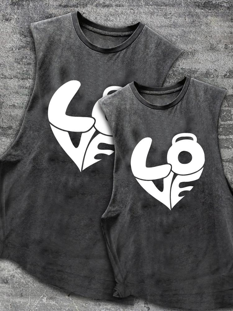 LOVE Scoop Bottom Cotton Matching Gym Tank