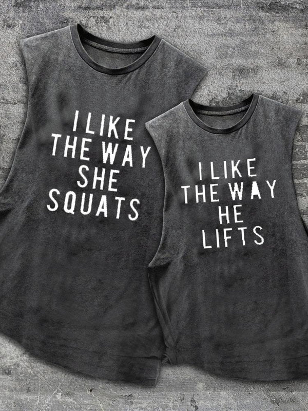 His and Hers Scoop Bottom Cotton Matching Gym Tank