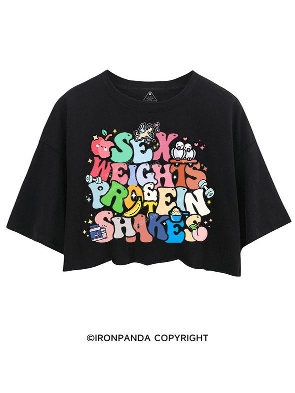 SEX WEIGHTS PROTEIN SHAKES COLORFUL CROP TOPS