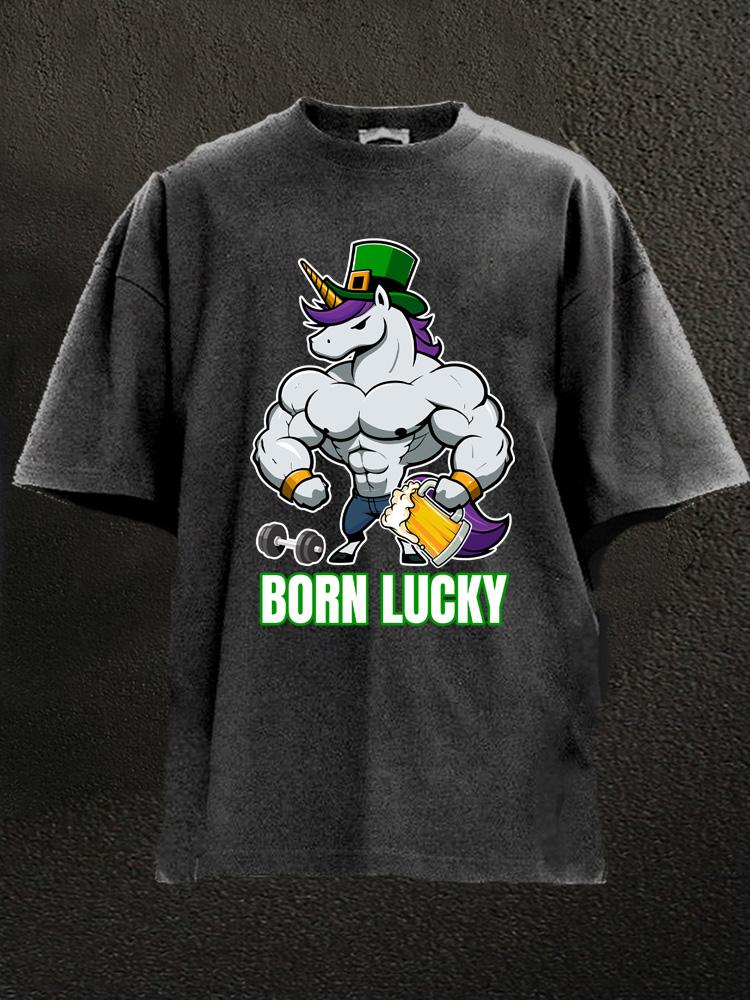 born lucky St. Patrick unicron Washed Gym Shirt