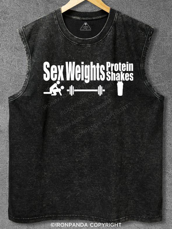 Sex, Weights, Protein Shakes Washed Gym Tank