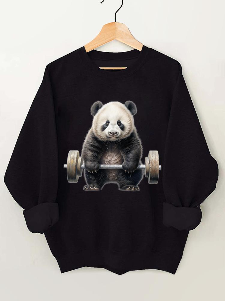 Weightlifting Panda Vintage Gym Sweatshirt