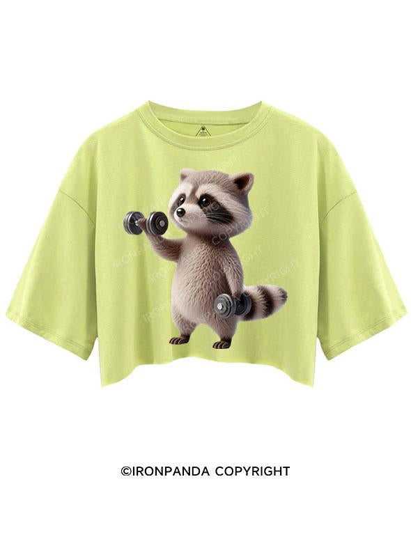 PUMPED-UP RACCOON ON THE GRIND CROP TOPS
